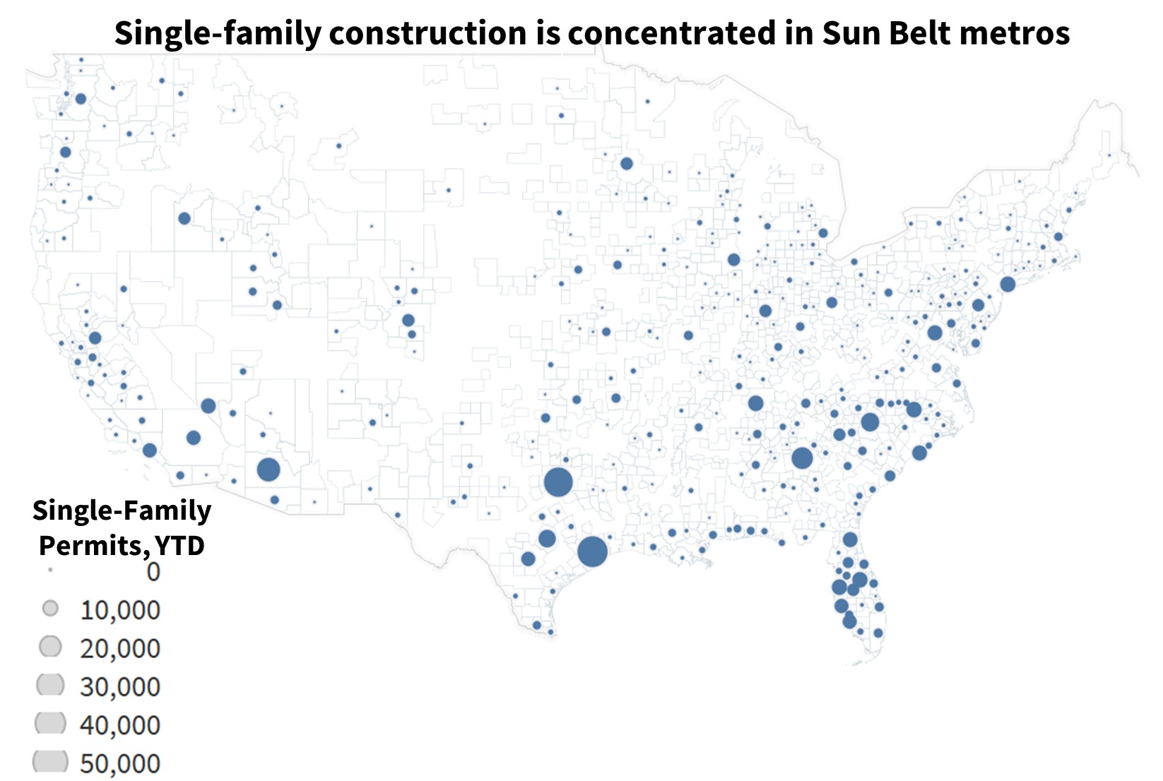 Single-Family construction is concentrated in Sun Belt metros