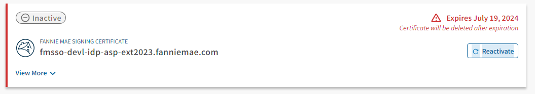 Reactivate Certificate