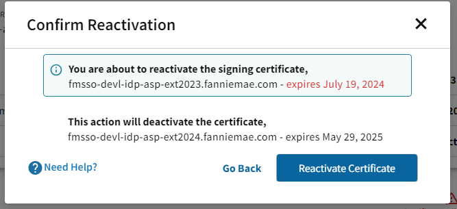 Deactivate the current certificate