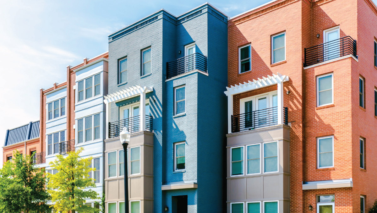 A row of multi-story buildings