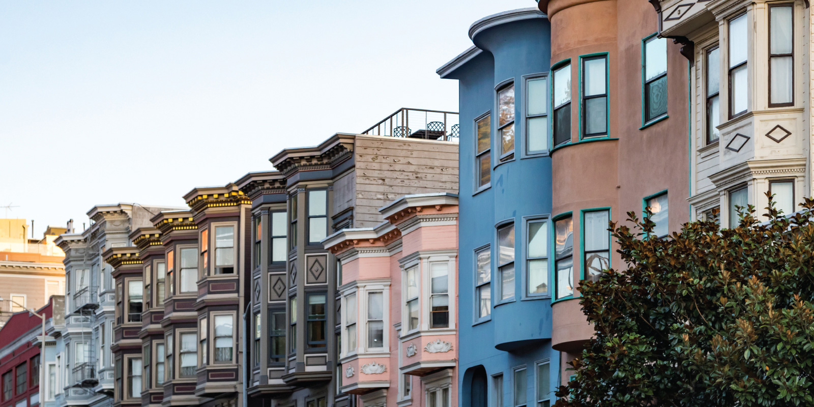 Row of colorful buildings